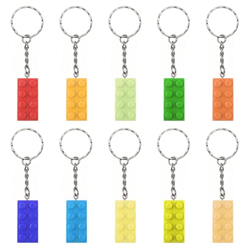XKSOCT Juego de 10 Llaveros Decorativos Ladrillo 10 Colores(Rojo Naranja Amarillo Beige Claro Verde Oscuro Afrutado Verde Claro Azul Zafiro)