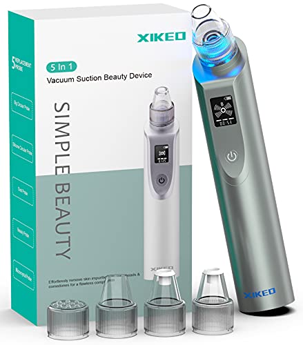 Blackhead Remover Vacuum-Pore Cleaner Vacuum Electric Suction Facial Comedo Acne Extractor Tool with LED Display for Women & Men ï¼ˆGrey)