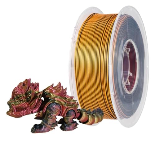 Image of FiLAMONT PLA Silk Filament 1.75mm, 3D Printer Filament, Shiny Silk 1.75 PLA Filament, 1kg(2.2Lbs) /Spool (TRI Silk RED Gold Black)