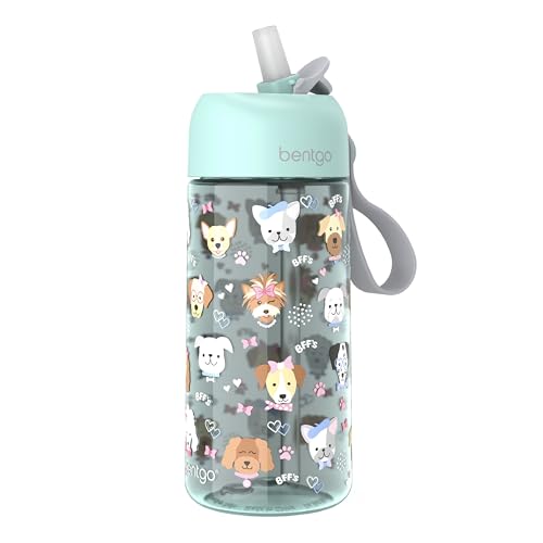 Bentgo Kids Water Bottle - Leak-Proof, Durable Tritan, BPA-Free 15 oz. Cup for Kids/Toddlers Ages 3+, Safe Sip Spout, Carrying Handle, & Dishwasher Safe for School, Sports, Daycare & Camp (Puppy Love)