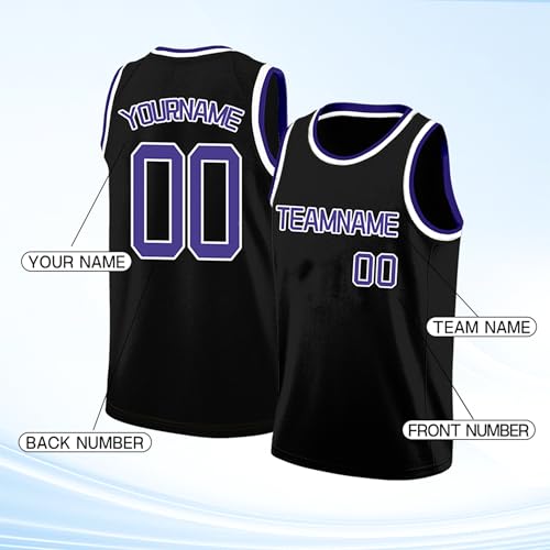 Image of Custom Basketball Jersey for Men - Personalized Name & Number, Embroidered or Printed, Athletic Shirt for Kids, Boys & Youth