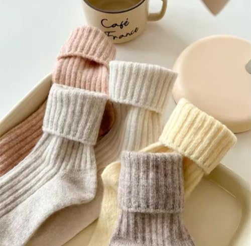 Image of Women solid ribbed thermal wool socks - 1 pair Casual, Comfortable, Soft Wool Socks.