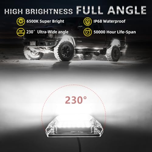 8 Pods Full Angle Pure White LED Rock Lights for Jeeps Truck Golf Cart ATV UTV RZR SUV Offroad Pickup, 6500K Super Bright Waterproof White Underglow Kit with Switch Wiring Harness Extension Wires