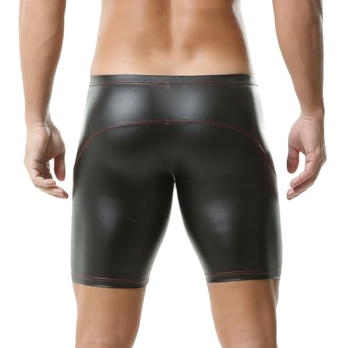 YUFEIDA Men's Faux Leather Boxers Classic Wetlook Elastic Latex Boxer Shorts4