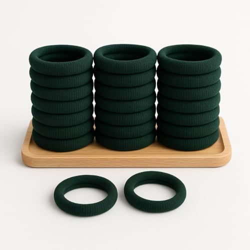 Image of Elina 20 Green Elastic Ponytail Holder Hair Rubber Ties Head Bands Soft Cotton Thick Thin Hair Wear for School Girls, Kids, Women Accessories (Pack of 20)(Green)