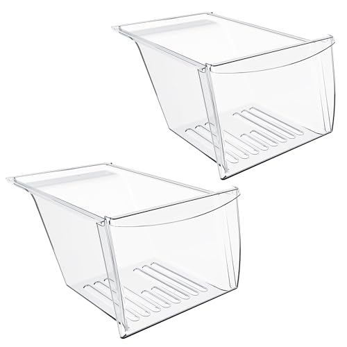 HECASA 2 Pack 240337103 Refrigerator Crisper Drawer Compatible with Kenmore Frigidaire Fridge Drawer Refrigerator Pan Shelf 240337102 240337105 240337107 240337108 240337109 Replacement Only