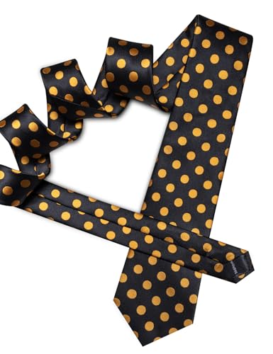 Image of Barry.Wang Ties for Men Silk Tie Sets Polka Dot Woven Necktie Pocket Square Cufflinks Business Wedding