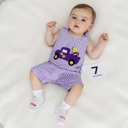 Baby Boy Romper Newborn Baby Football Outfit Smocked Jumpsuit Rugby Truck Overalls Plaid Bodysuit 0-18M Clothes4