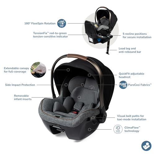 Maxi-COSI Peri™ 180 Rotating Infant Car Seat, Baby Car Seat Rotating Carseat, Swivel Car Seat, Onyx Wonder