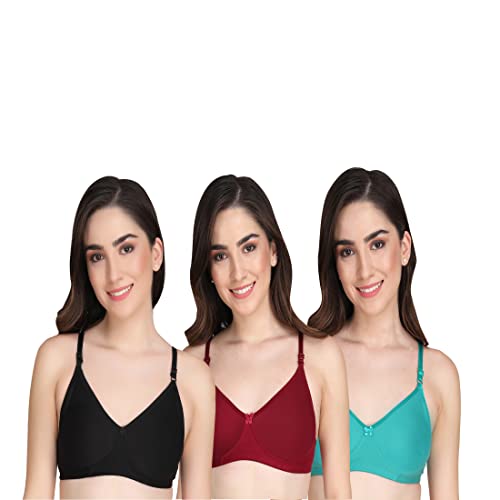 Image of Women Non Padded Bra - Made of Pure Cotton Full Coverage Non Wired Soft Cup for T-Shirt Saree Dress and for Everyday