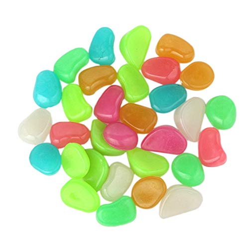 YULIN Pack of 100 Coloured Luminous Stone Villa Garden Aquarium Landscape Pebble Artificial Luminous Stone