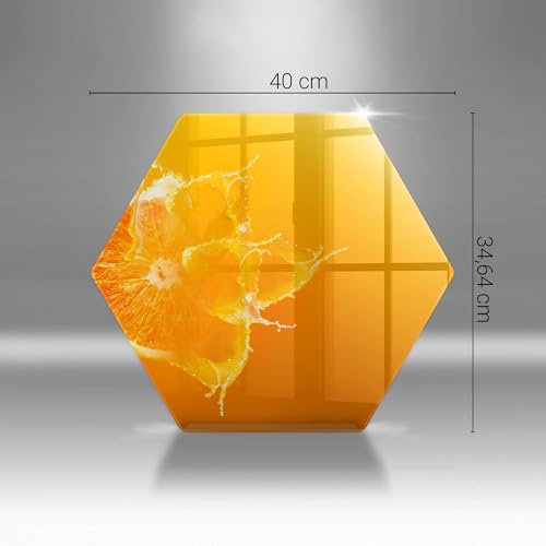 Planche à découper induction haut de gamme Wallfluent 40cm hectagonale décor Orange