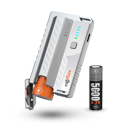 Image of callmate Shotgun 23W PD Fast Charging 10000mAh Power Bank with USB-C PD Output, Lightweight & Portable, Replaceable Cells with 2X 5000mAh for Smartphone (Lithium-Ion, 2X 5000mAh), White