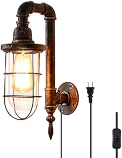 Industrial Plug in Wall Light E26 Base Edison Wire Retro Style Vintage W...