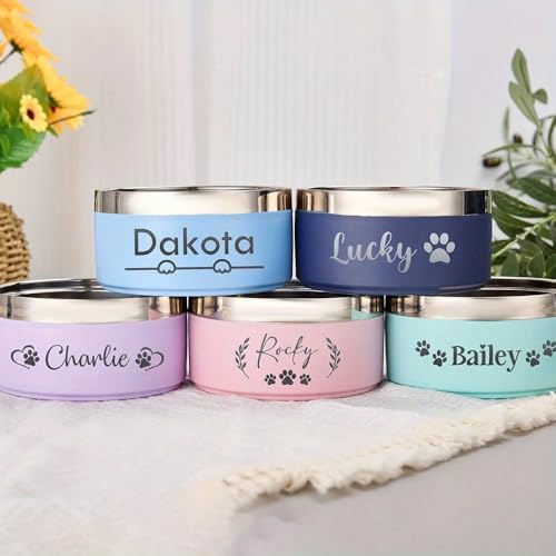 Miguha Benutzerdefinierter Hunde- und Katzennapf, Edelstahl, personalisierter Name, Futternapf for Haustiere, große Kapazität, Futter- und Wassernapf, Hundezubehör, Welpen(18cm)