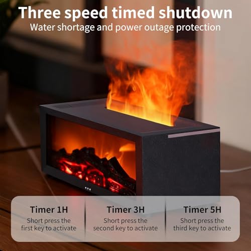 Image of Fireplace Flame Air Diffuser Humidifier,Fireplace Flame Oil Diffuser 7 Colors Aromatherapy Essential Oil Diffuser,Ultrasonic Aroma Humidifier with Timer for Home,Bedroom,Office,Yoga -Black