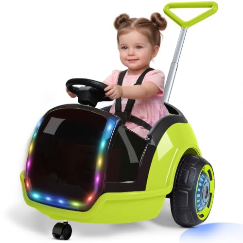 Image of ANPABO 3-in-1 Electric Push Car for Kids 1.5-3, 360 Spin, Green