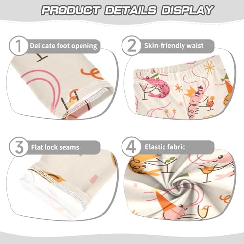 Party Cute Shrimp Girls Leggings,Workout Leggings for Girls Toddler Athletic Legging Size for 3-10T3