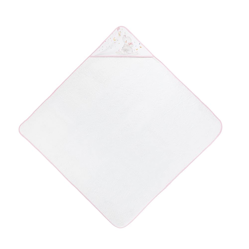 Interbaby 01227-12 Bathcape with hood, elephant, white/pink