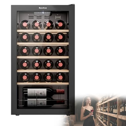 Kindevieft Refrigerador con Controles Digitales, Enfriador de Vino Tinto y Blanco de una Sola Zona bajo encimera, refrigerador de Bebidas para el hogar 24Bottle