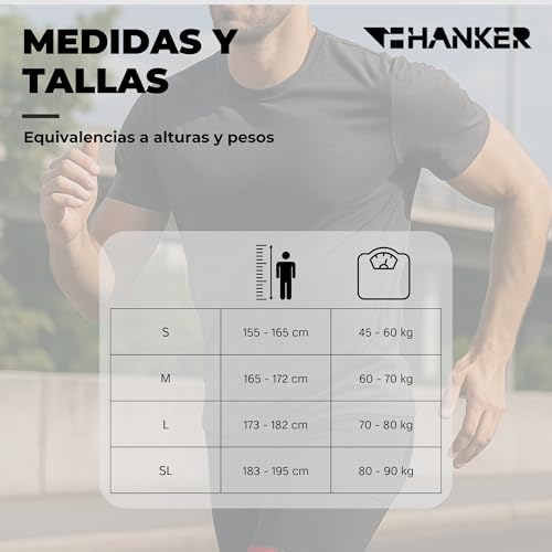 HANKER Malla Corta Compresión para Hombre con Tejido Termoregulador, Bolsillos Grandes y Costuras Planas. Ideal Running y Trail Running - imagen 7
