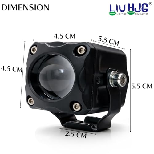 Image of LIU HJG LED Tiny Laser Cannon Single Lens Fog Light Wateproof & Dustproof High Brightness 40W 12V DC Power Yellow White & Red Devi Eye Light Universal fit for All Bikes & Cars (Pack of 2 With Switch)