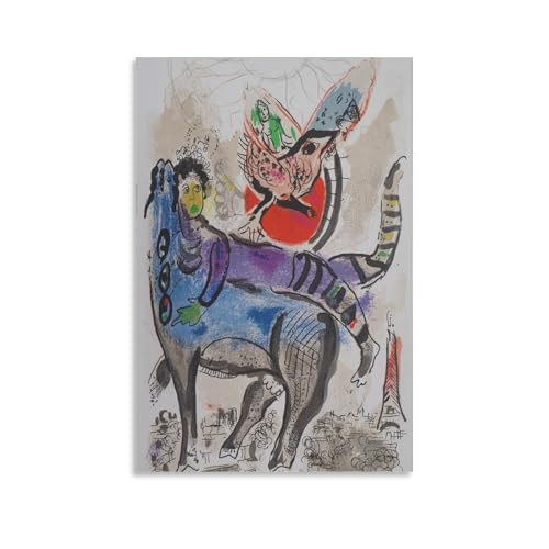 Tableau Marc Chagall poésie murale avec la vache bleue sur toile
