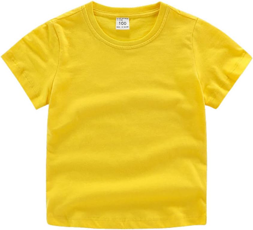 Baby Toddler Solid Color Short Sleeve T-Shirts for Boys Girls Summer Basic Cotton Crewneck Tee Shirt Tops