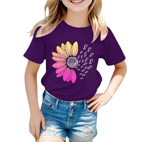 Kids Girls T Shirts Sunflower Graphic Vintage Tees Short Sleeve Casual Travel Crew Neck Cotton Loose Fit3