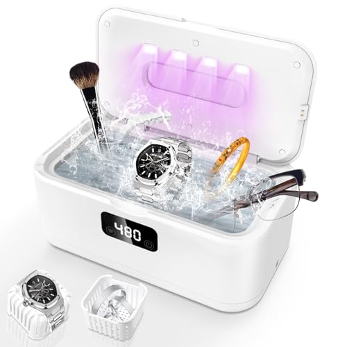 Dispositivo de limpieza ultrasónica UV de 49000 Hz, 800 ml, limpiador ultrasónico con 5 funciones de tiempo, dispositivo de limpieza profesional para gafas, relojes, anillos, limpieza profunda Dispositivo de limpieza ultrasónica UV de 49000 Hz, 800 ml, limpiador ultrasónico con 5 funciones de tiempo, dispositivo de limpieza profesional para gafas, relojes, anillos, limpieza profunda