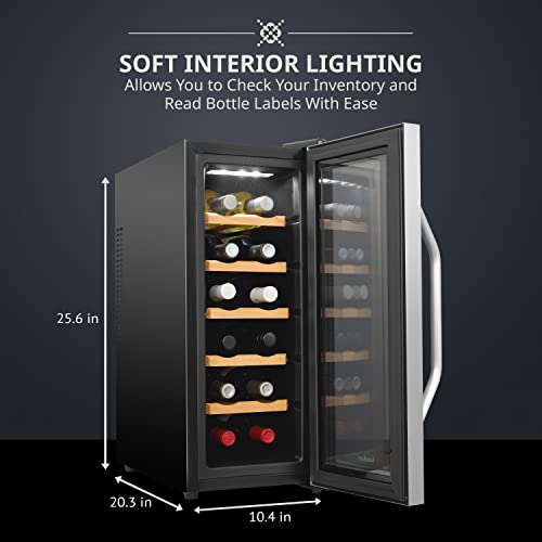 Ivation 12 Bottle Thermoelectric Wine Cooler/Chiller - Stainless Steel - Counter Top Red & White Wine Cellar w/Digital Temperature, Freestanding Refrigerator Smoked Glass Door Quiet Operation Fridge by Ivation - Image 2