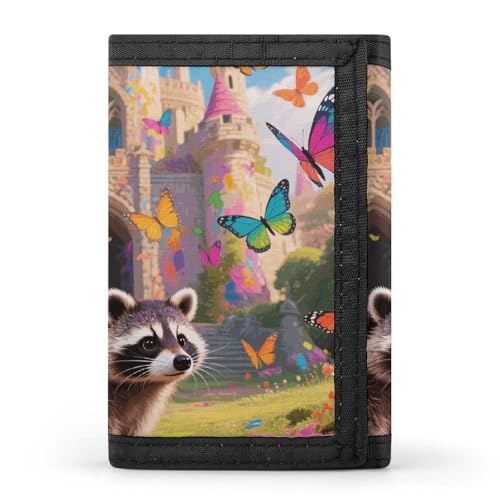 Wallet for Men - Slim Trifold Wallet, Fairy Castle Raccoon Money Clip, Coin Purse with 8 Credit Card Holder