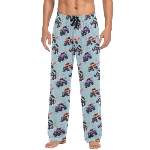 Monster Truck Men’s Pajama Bottoms Soft Lightweight Lounge Pants with Elastic Drawstring Waist3