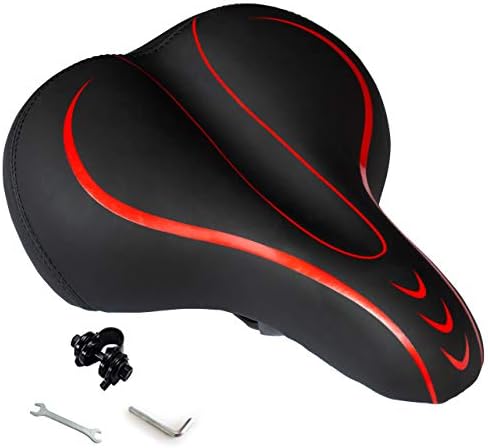 OXYVAN Bike Seat Most Comfortable Universal Replacement Bicycle Seat Cushion Dual Shock Absorbing Ball Wide Bicycle Saddle for Men Women, Red