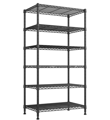 Image of REIBII 6-Shelf Tall Metal Shelves 70 inch H Wire Rack Sturdy Standing Shelf Units Adjustable Detachable Storage Shelving Unit for Kitchen Laundry Pantry Garage Commercial 71 inch H x 21.65 inch W x 11.8 inch D