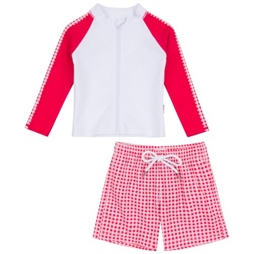 Image of SwimZip Boys' Long Sleeve Rash Guard & Swim Shorts Set - UPF 50+ Sun Protection
