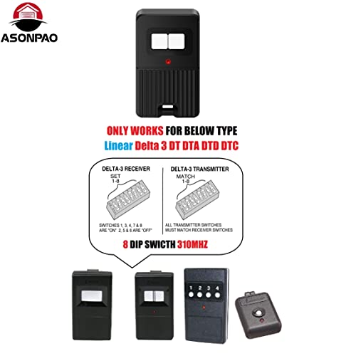 ASONPAO 2 For Linear DTC Delta 3 Remote 2Button Garage