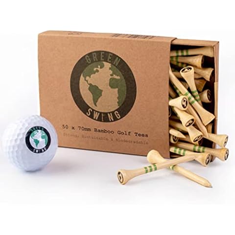 Green Swing Bamboo Golf Tees 70mm | Strong Sustainable Biodegradable | 50pcs Cover