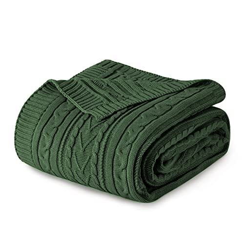 Aormenzy Forest Green Cable Knit Throw Blanket...