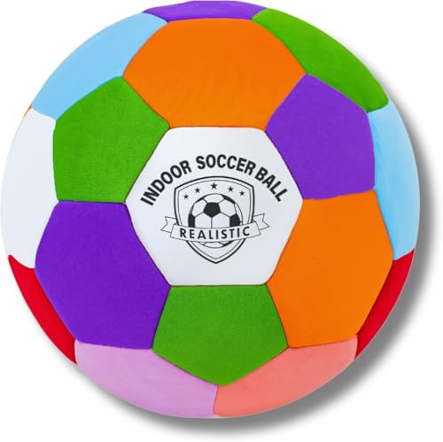 Champhox Indoor Soccer Balls Size 3/4/5 - Soft Safe for Protect Inside House Furniture - Soccer Balls for Skills Practicing Girls Boys Fun Soccer Gifts Birthday Match Day (Colorful Size 5)