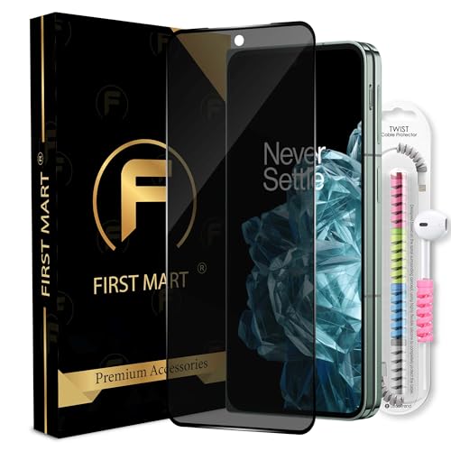 Image of FIRST MART Privacy Tempered Glass for OnePlus Open With Cable Guard & Installation Kit | Anti-Spy 9H Screen Protector, Edge-to-Edge, Case-Friendly | Black