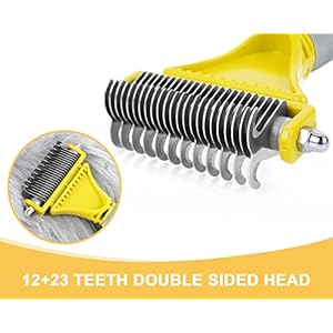   Pecute-Pet-Grooming-Brush-Double-Sided-Undercoat-Rake-Dematting-Comb-Dematting-Tool-for-Dogs-Cats-Great-for-Detangling-Matted-or-Knotted-Undercoat-Hair