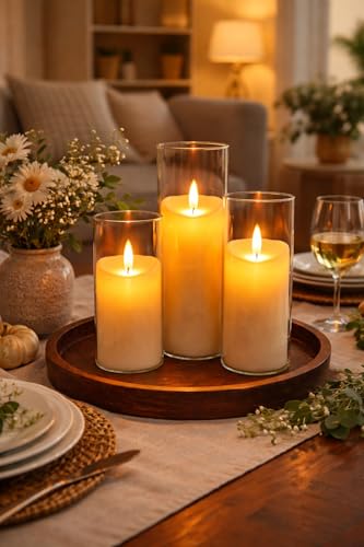 Image of SATYAM KRAFT 1 Set (3 Pcs) LED Tea Light Candles | Flameless, Smokeless, Unscented | for Gifting, Home Decor, Room Decoration Lights, Balcony & Festival, Wedding Decoration Items (1 Set)