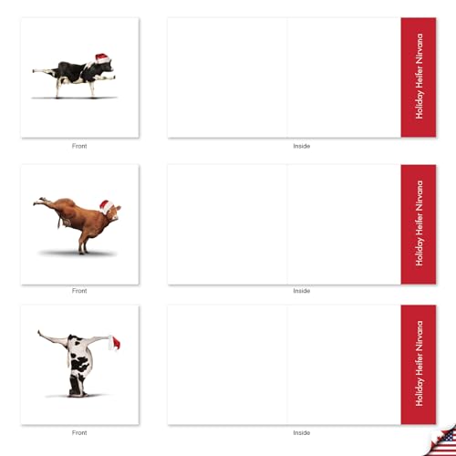 Image of Best Card Co 10 Christmas Blank Boxed Cards Cow MQ6545XSB-B1x10