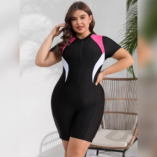 FYMNSI Women Plus Size Zipper Rash Guard Sun Protection Surf Rashguard Boyleg One Piece Sport Swimsuit Padded Bathing Suit2