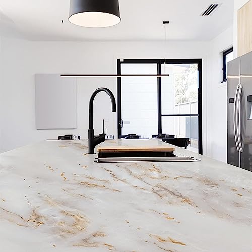 Image of NAREVAL White Gold Marble Wallpaper for Marble Wall Stickers for Home Kitchen Furniture Living Room Cabinets Self Adhesive Oil Proof Waterproof (White Gold K10 60 * 200 Cm) (Pack of 5)