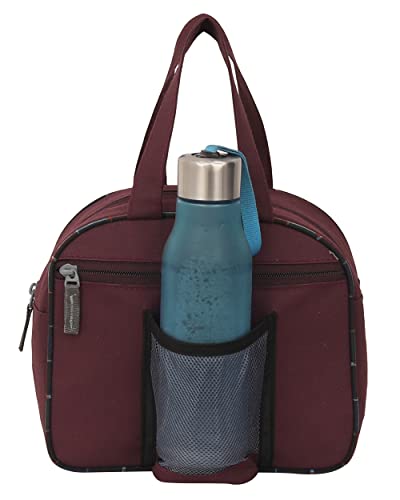 Image of STRONG LIFE Polyester Tiffin Picnic Work School Office Lunch Bag for Kids with Bottle Holder (Purple)