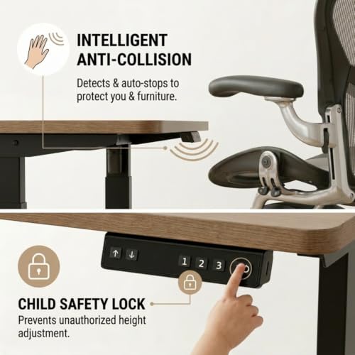 Image of Dual Motor Electric Height Adjustable Desk Frame, Fits Table Tops 100-180cm Wide, Anti-Collision, 3 Memory Presets, Industry-Grade Steel, 3-Year Warranty, Sit-Stand Standing Desk Frame | Black