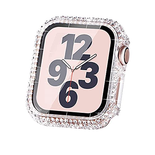 Apple Watch ケース キラキラ ガラスフィルム 一体型 アップルウォッチケース クリスタルダイヤ付き 全面保護カバー 耐衝撃PCフレーム iWatch ジュエリー風 おしゃれ 超薄型 装着簡単 高透過率 アップルウォッチSeries 6/SE/5