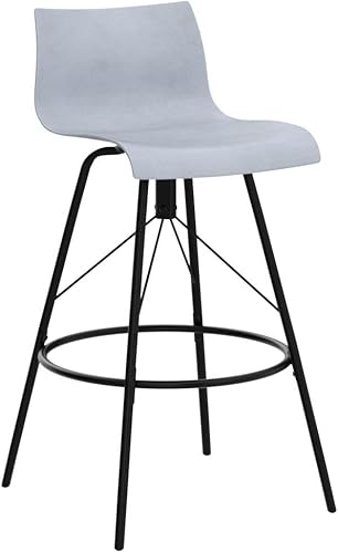 Miniatura 5 de Awonde Juego de 4 taburetes de bar giratorios de 26 pulgadas con respaldo, sillas de bar modernas, asiento de plástico gris, patas de metal